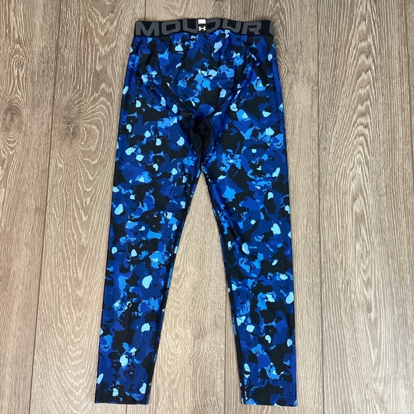 Under Armour Youth Heatgear camo Blue Compression Leggings Base Layer L NEW - Picture 3 of 7